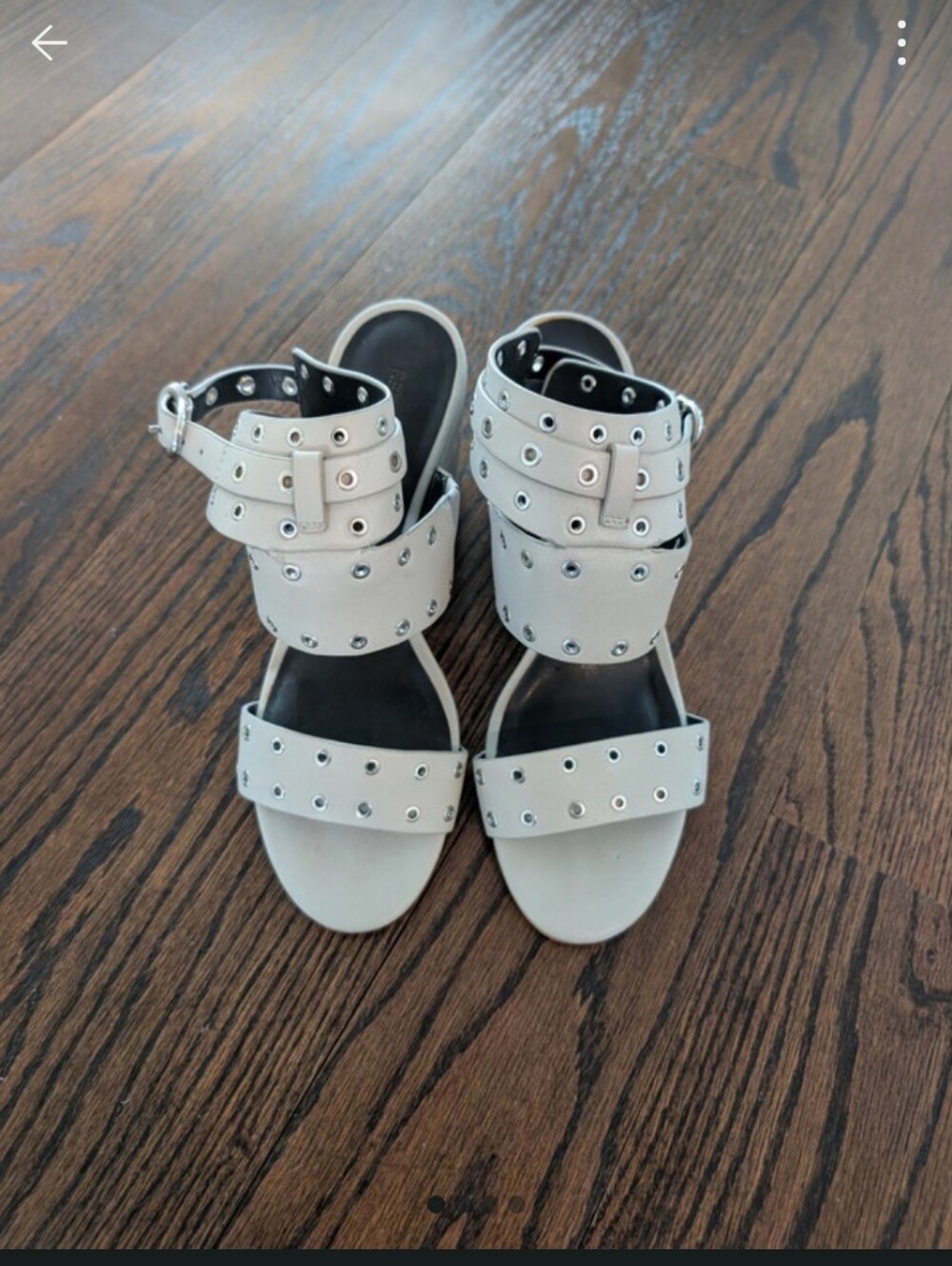 Rebecca Minkoff Studded Grey Leather Ankle-Strap Sandals- 7M